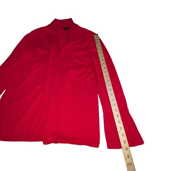 Talbots Cotton Cashmere Blend Red Open Cardigan Pleated Cuffs - Women’s Large - Picture 4 of 10